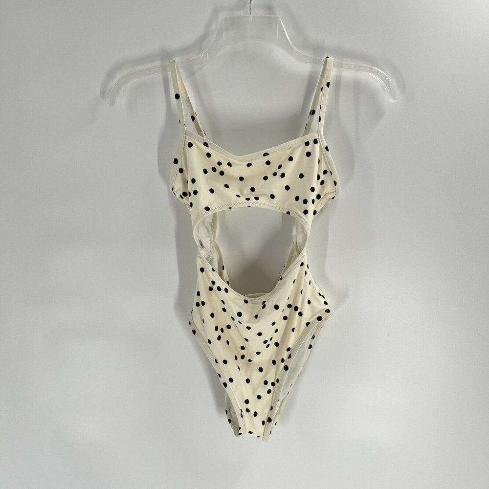 Madewell Polka Dot One Piece Bathing Suit Medium Second Wave Cut Out NWT - Picture 3 of 6